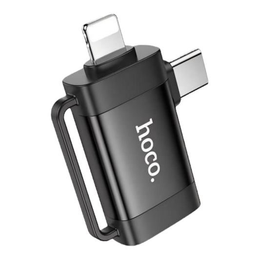 Hoco Otg 2in1 Converter Lightning / USB-C male to USB-A female 1pc Black