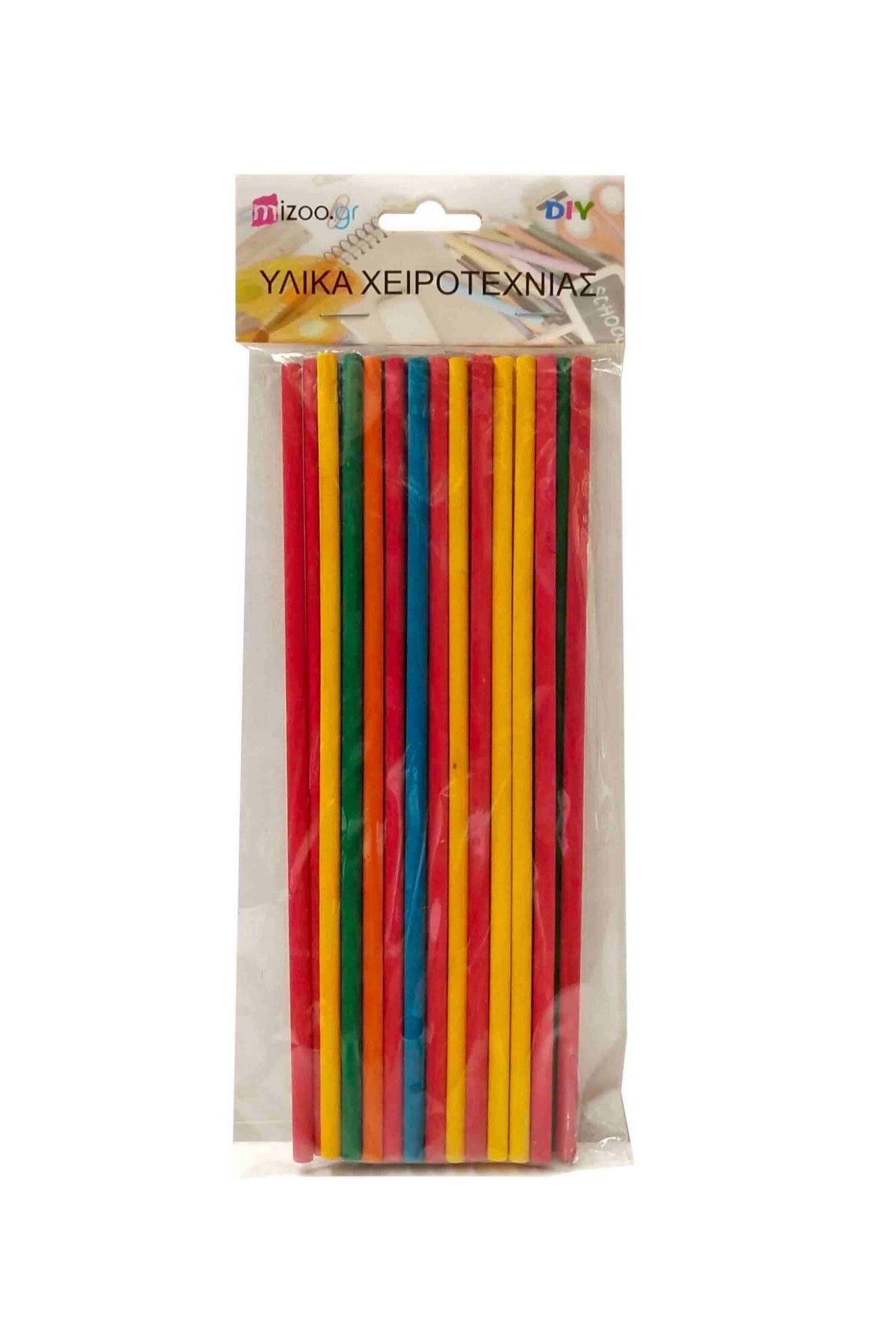 ΞΥΛΑΚΙΑ ΣΤΡΟΓΓΥΛΑ ΚΑΤΑΣΚΕΥΩΝ 10ΤΜΧ 30CM Χρωματιστά