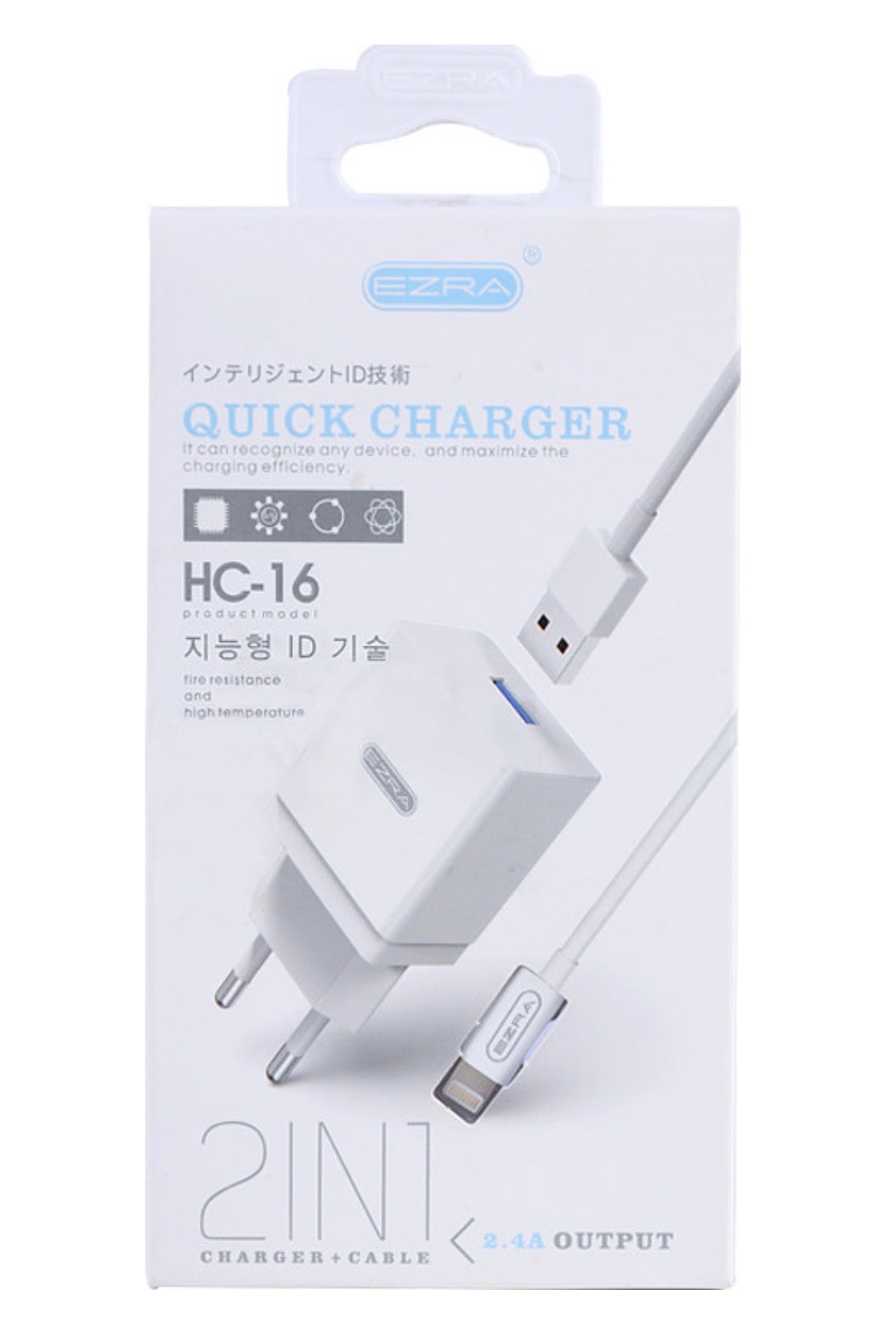 Ezra Φορτιστής με Θύρα USB-A και Καλώδιο Lightning (HC16) Λευκός