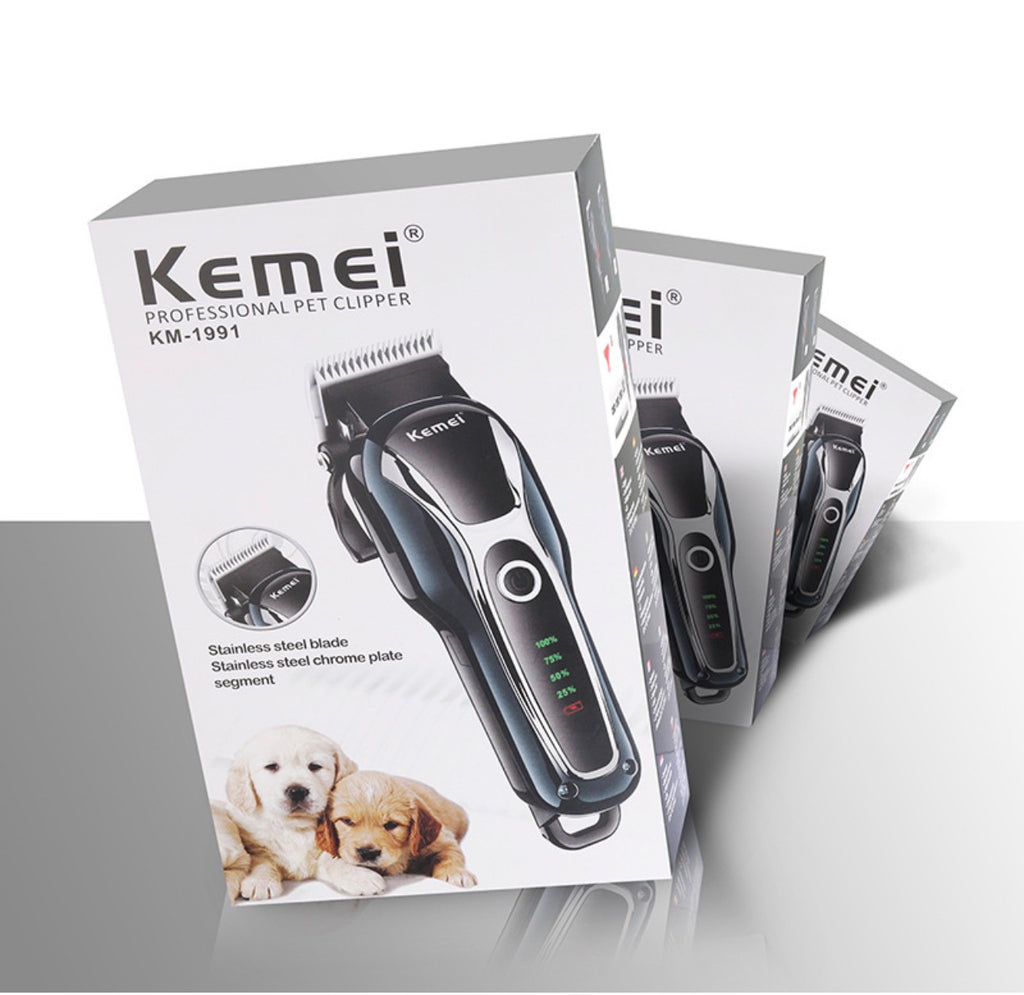 Kemei Επαγγελματική Κουρευτική Μηχανή Σκύλων Επαναφορτιζόμενη από Ανοξείδωτο Ατσάλι Μαύρο