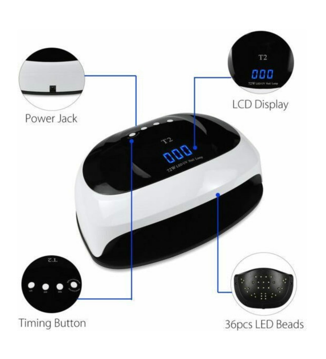 Factory T2 Φουρνάκι Νυχιών UV / LED 72W Λευκό
