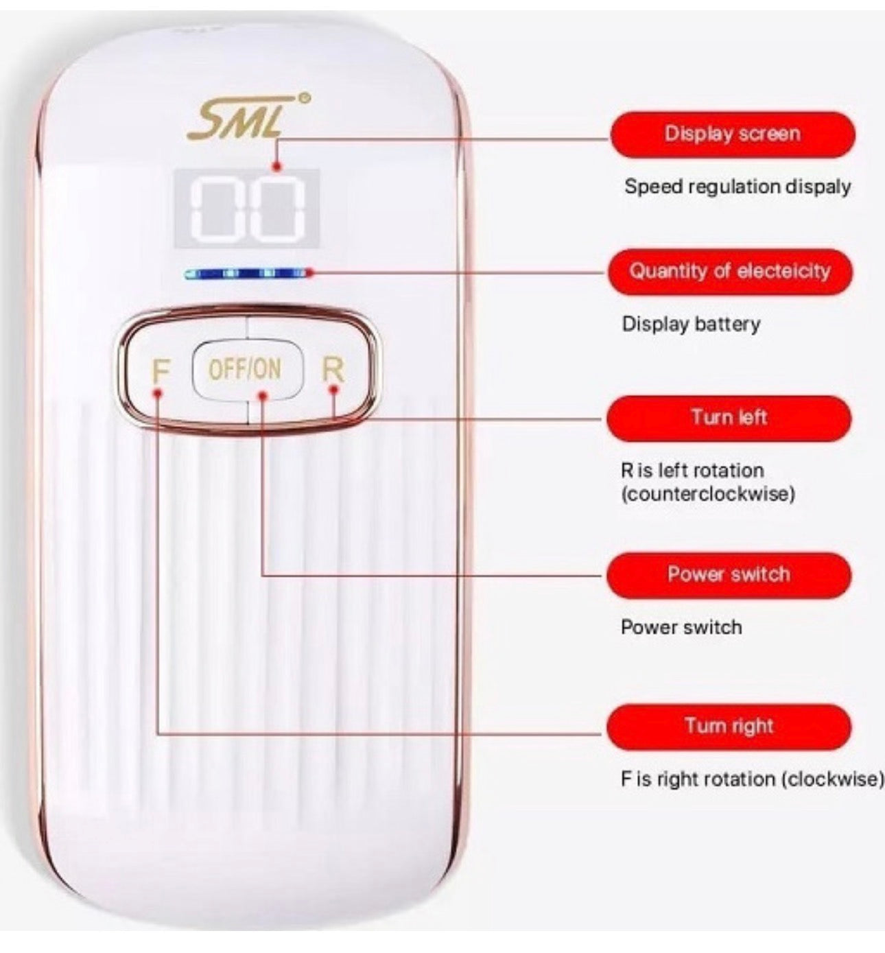 SML M11 Τροχός Νυχιών Μπαταρίας 36W  με 35000 Στροφές ανά Λεπτό Λευκός