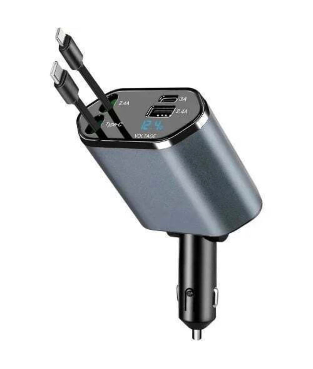 Φορτιστής Αυτοκινήτου 120W 2.4A Γρήγορης Φόρτισης με Θύρες: 1xUSB-A 1xType-C μαζί με Καλώδιο Lightning / Type-C και Βολτόμετρο