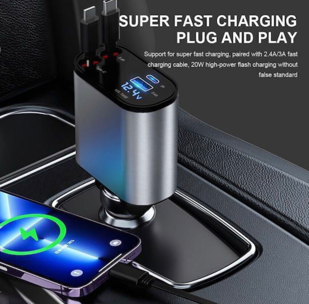 Φορτιστής Αυτοκινήτου 120W 2.4A Γρήγορης Φόρτισης με Θύρες: 1xUSB-A 1xType-C μαζί με Καλώδιο Lightning / Type-C και Βολτόμετρο