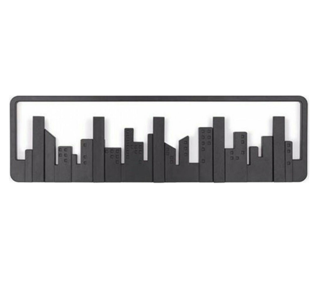 Κρεμάστρα Τοίχου Wall Shelf Hook City Πλαστική 5 Θέσεων Μαύρη 49.5x2.8x14.5cm