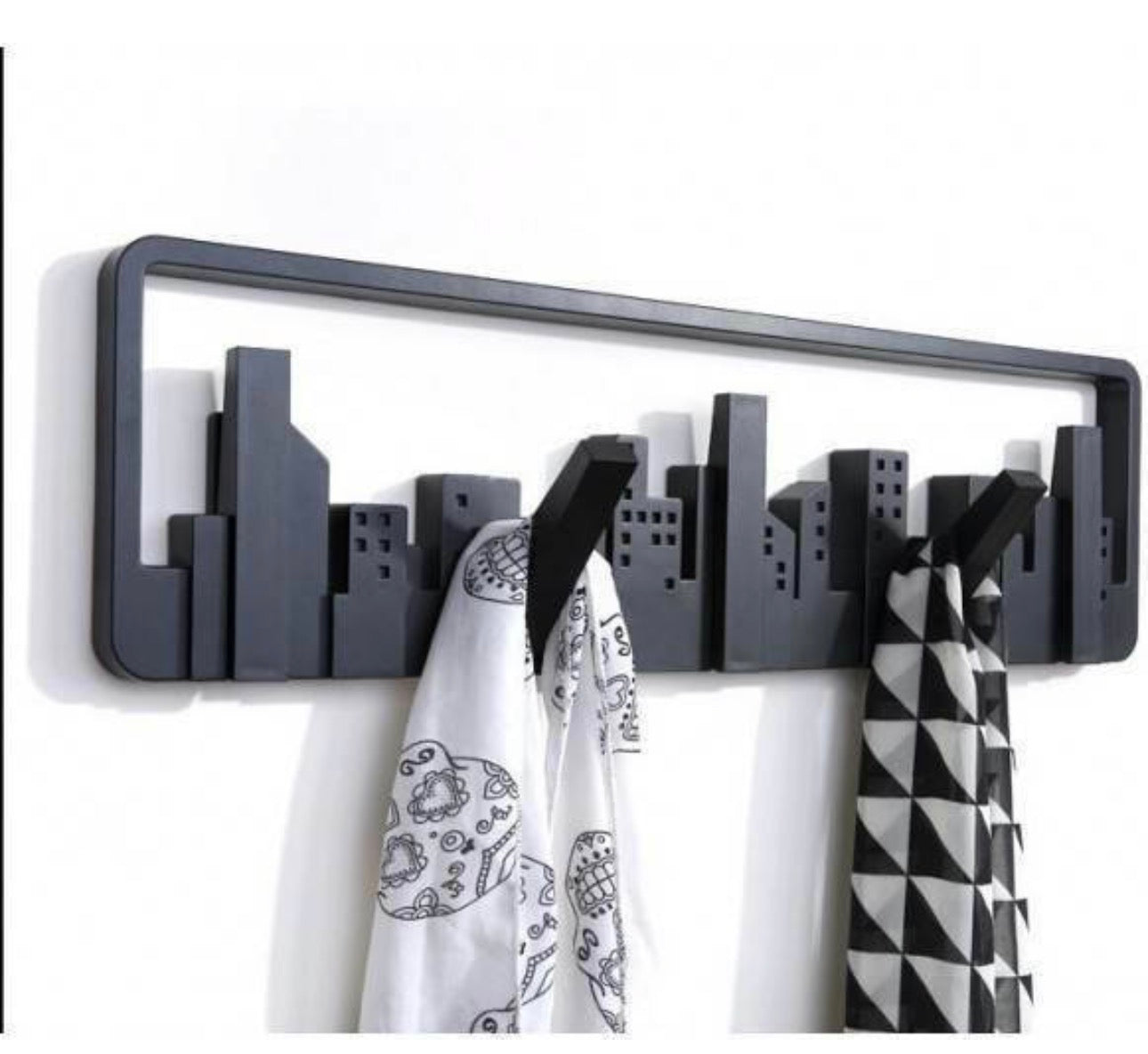 Κρεμάστρα Τοίχου Wall Shelf Hook City Πλαστική 5 Θέσεων Μαύρη 49.5x2.8x14.5cm