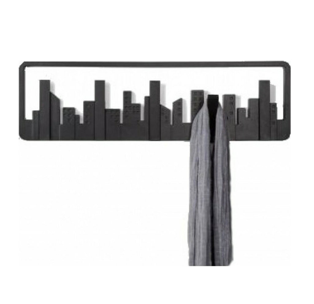 Κρεμάστρα Τοίχου Wall Shelf Hook City Πλαστική 5 Θέσεων Μαύρη 49.5x2.8x14.5cm