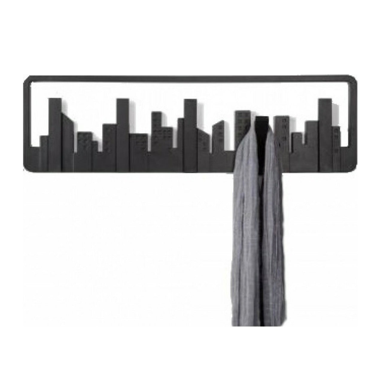 Κρεμάστρα Τοίχου Wall Shelf Hook City Πλαστική 5 Θέσεων Μαύρη 49.5x2.8x14.5cm
