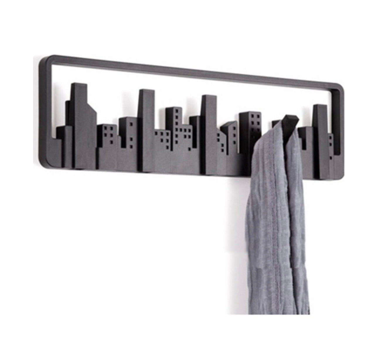 Κρεμάστρα Τοίχου Wall Shelf Hook City Πλαστική 5 Θέσεων Μαύρη 49.5x2.8x14.5cm