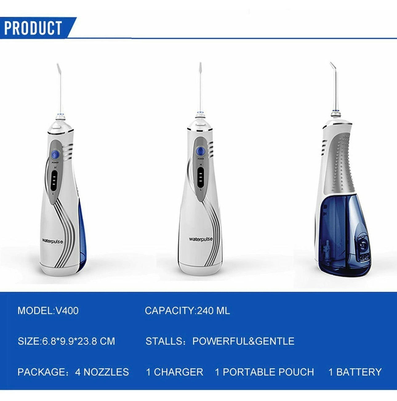 Waterpulse V400 Plus Water Flosser Λευκό