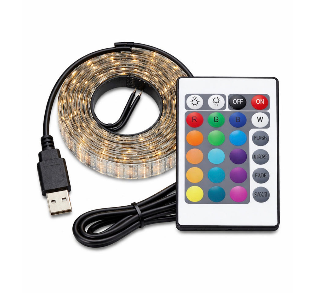 Ταινία LED USB 5V RGB Φως 3m Τύπου SMD5050 με Τροφοδοτικό & Τηλεχειριστήριο