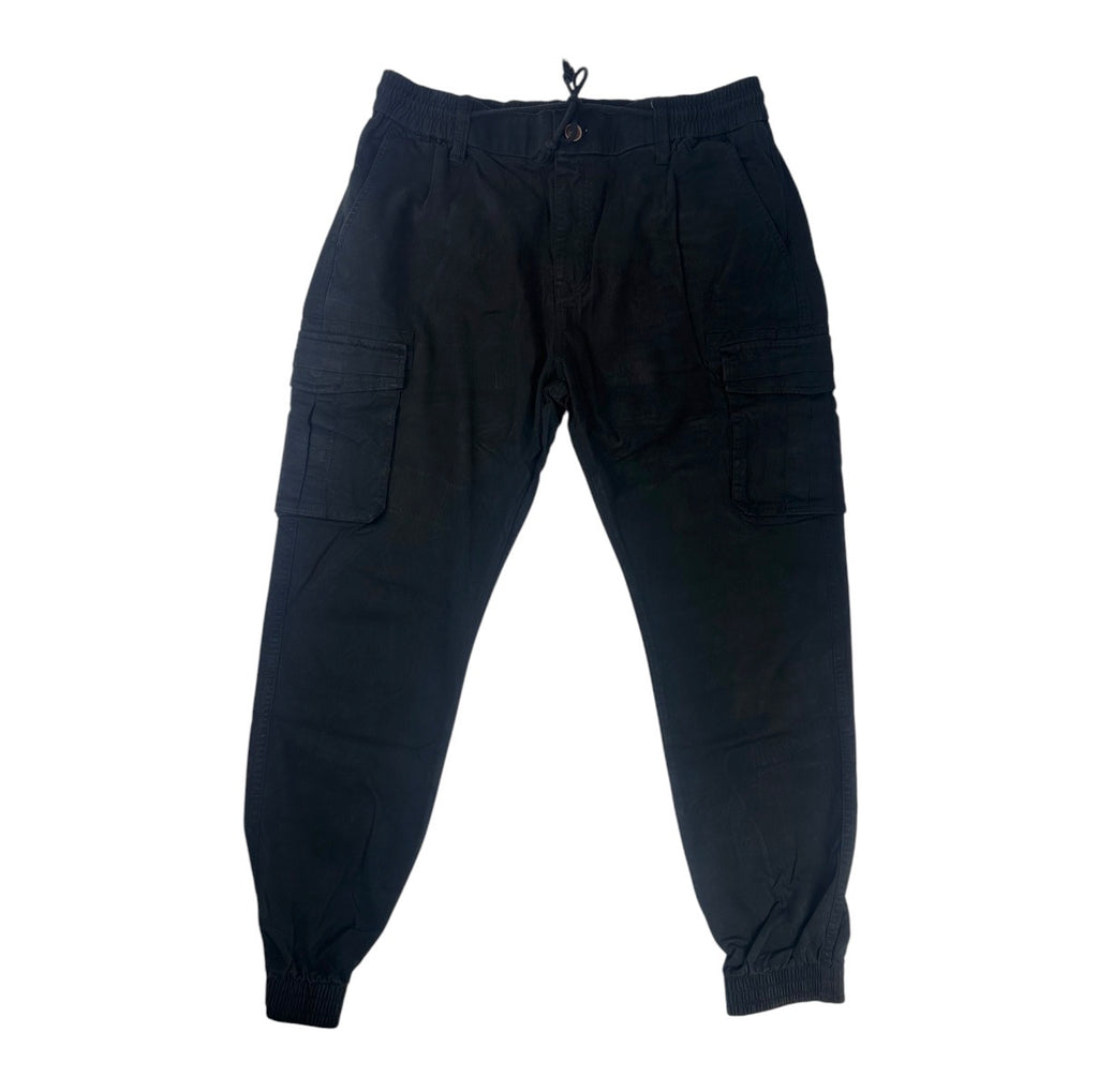 Angel Shopping Ανδρικό Παντελόνι Cargo Jogger με Λάστιχο και Κορδόνι Μαύρο