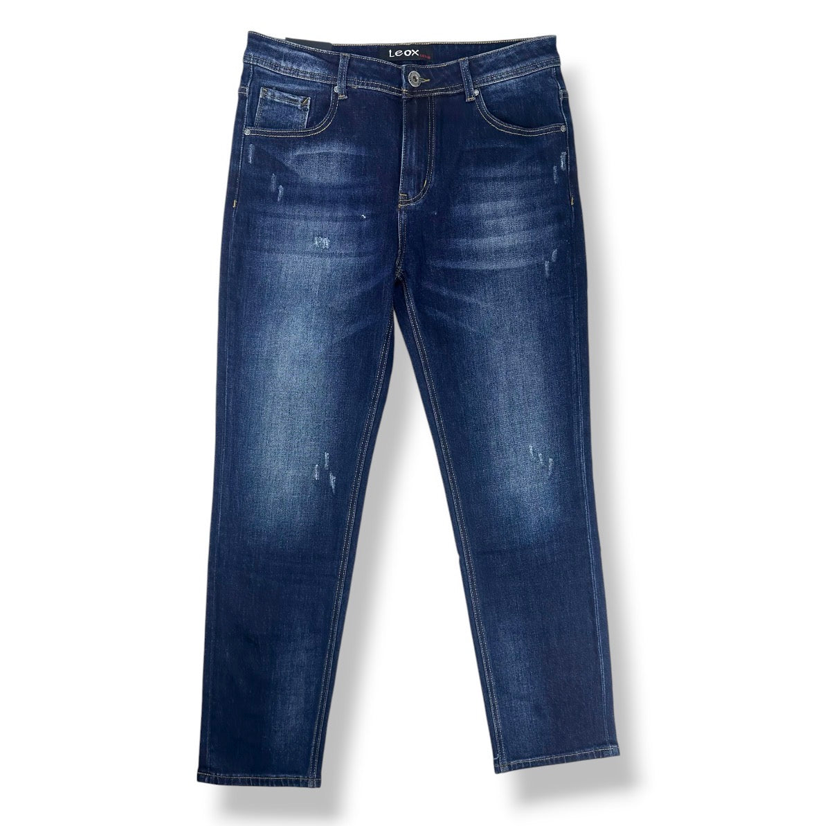 Angel Shopping Ανδρικό Τζιν Παντελόνι Regular Fit Μπλε με Ξεβάμματα Μπλε