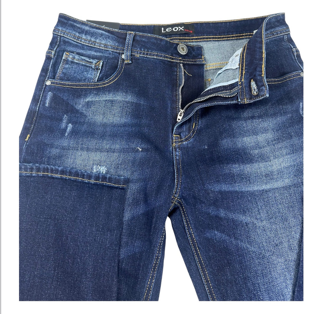 Angel Shopping Ανδρικό Τζιν Παντελόνι Regular Fit Μπλε με Ξεβάμματα Μπλε