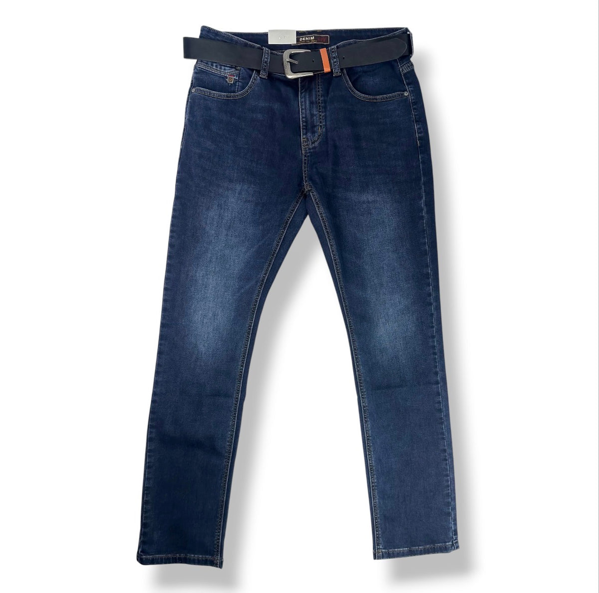 Angel Shopping Ανδρικό Τζιν Παντελόνι Regular Fit με Ζώνη Μπλε