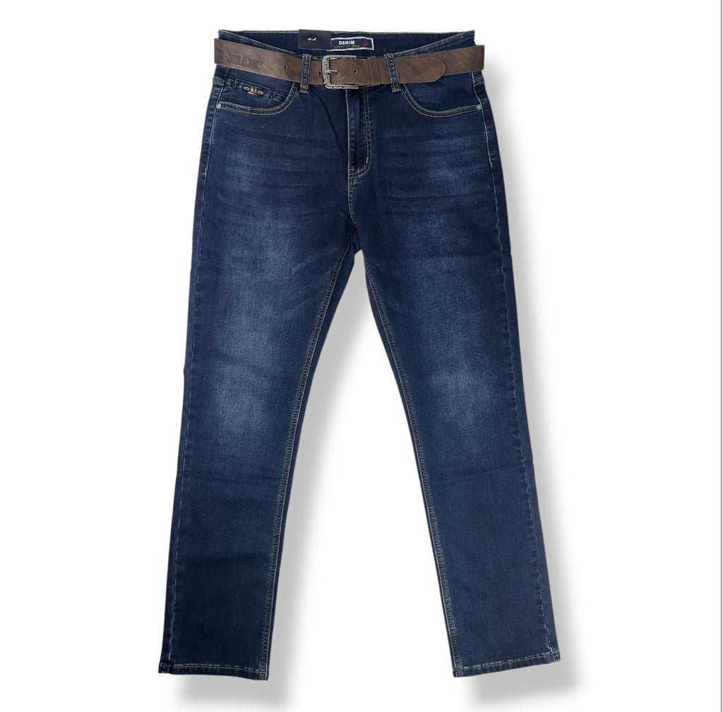 Angel Shopping Ανδρικό Τζιν Παντελόνι Regular Fit με Ζώνη Μπλε