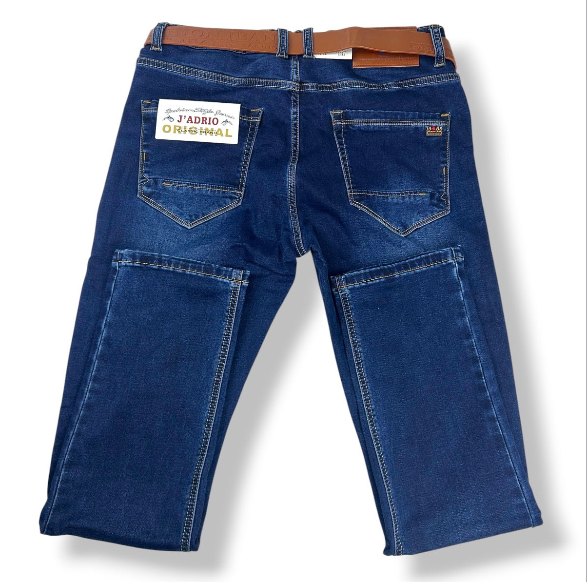 Angel Shopping Ανδρικό Τζιν Παντελόνι Regular Fit με Ζώνη Μπλε