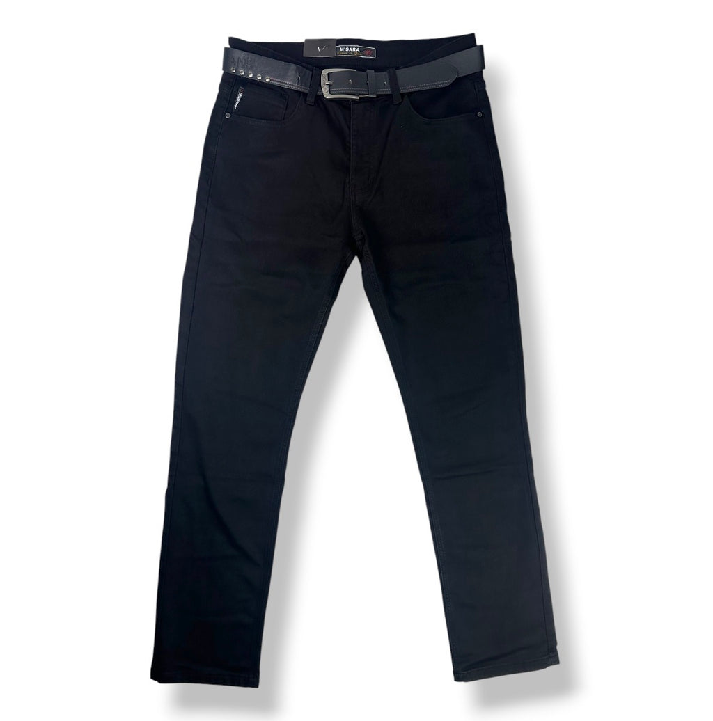 Angel Shopping Ανδρικό Τζιν Παντελόνι Regular Fit με Ζώνη Μαύρο