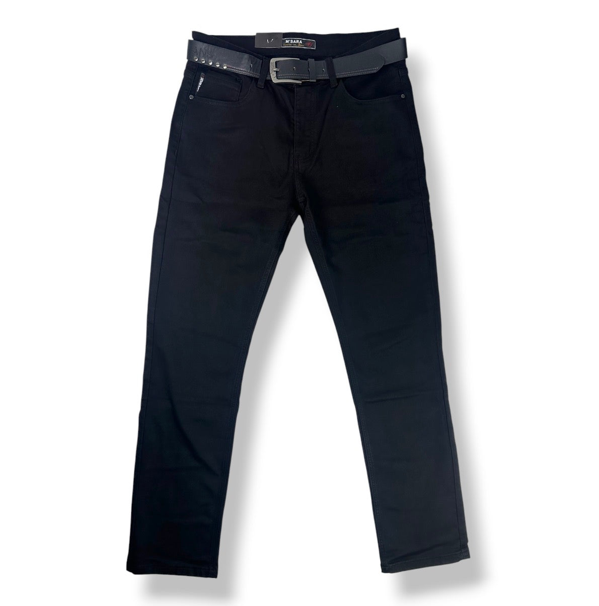 Angel Shopping Ανδρικό Τζιν Παντελόνι Regular Fit με Ζώνη Μαύρο