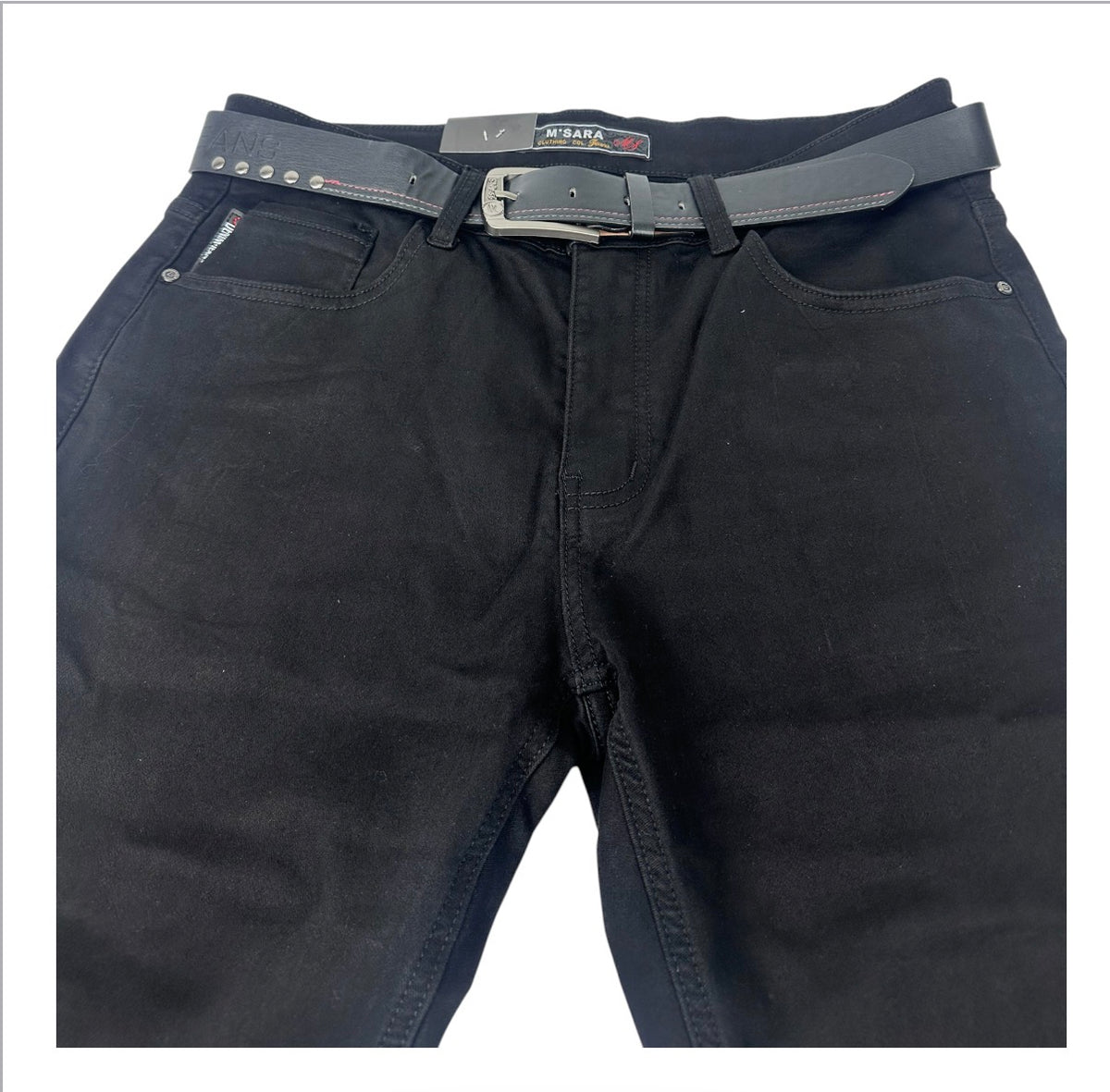 Angel Shopping Ανδρικό Τζιν Παντελόνι Regular Fit με Ζώνη Μαύρο