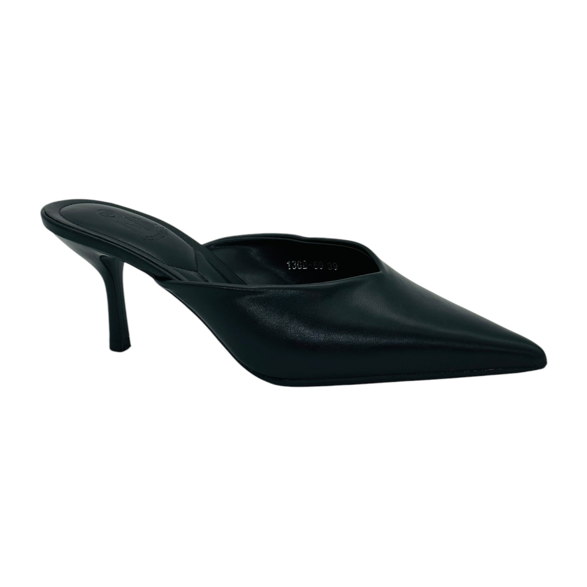 Angel Shopping Γυναικεία Mules με Μυτερή Μύτη & Λεπτό Τακούνι Μαύρο - Angel shopping