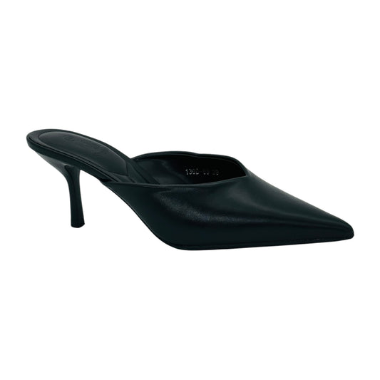 Angel Shopping Γυναικεία Mules με Μυτερή Μύτη & Λεπτό Τακούνι Μαύρο