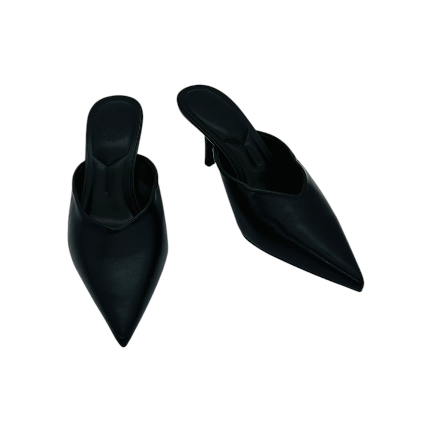 Angel Shopping Γυναικεία Mules με Μυτερή Μύτη & Λεπτό Τακούνι Μαύρο