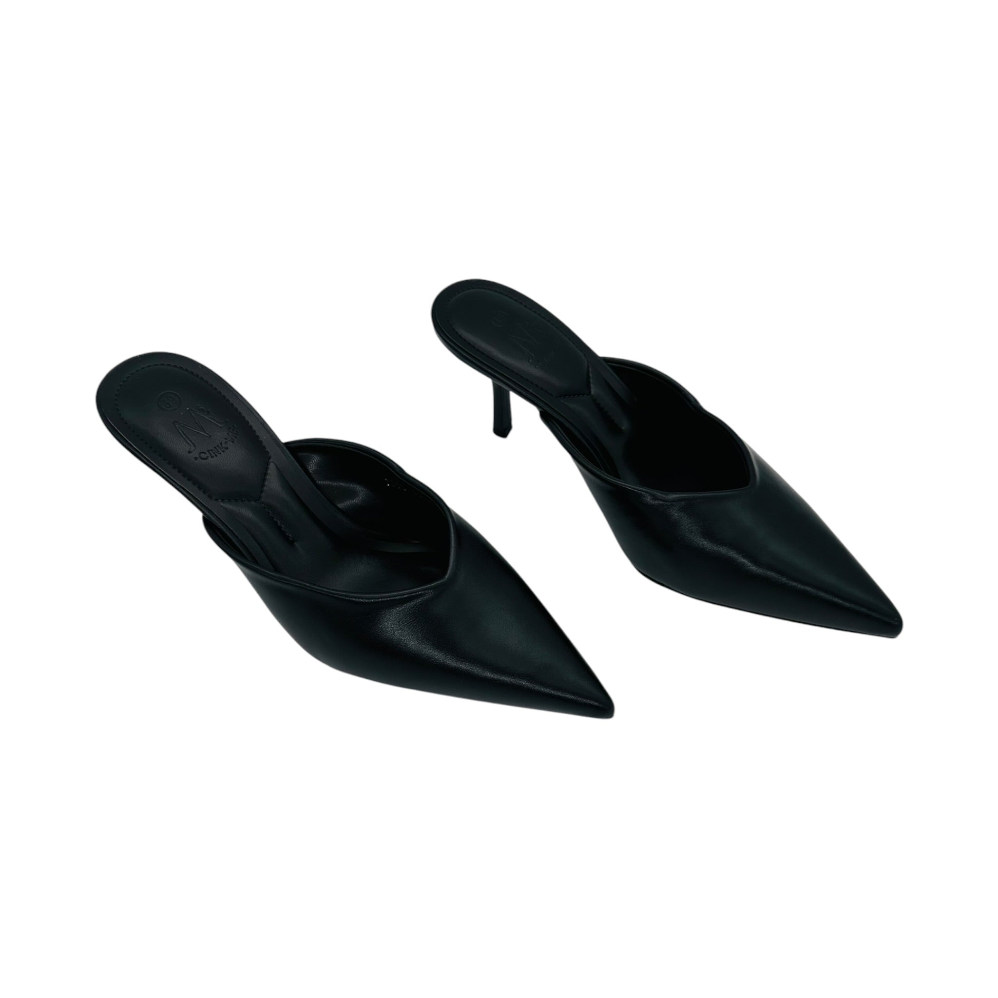 Angel Shopping Γυναικεία Mules με Μυτερή Μύτη & Λεπτό Τακούνι Μαύρο - Angel shopping