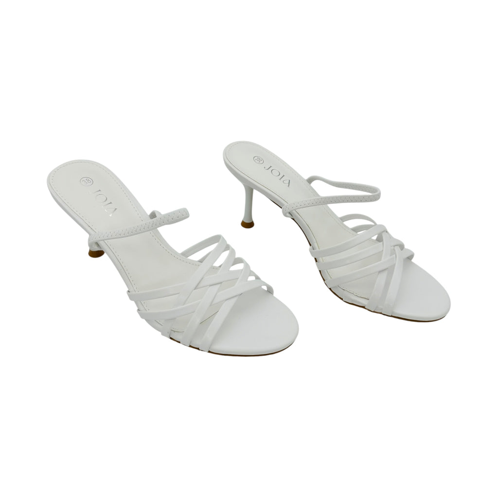 Angel Shopping Γυναικεία Πέδιλα με Λεπτό Τακούνι Λευκό - Angel shopping