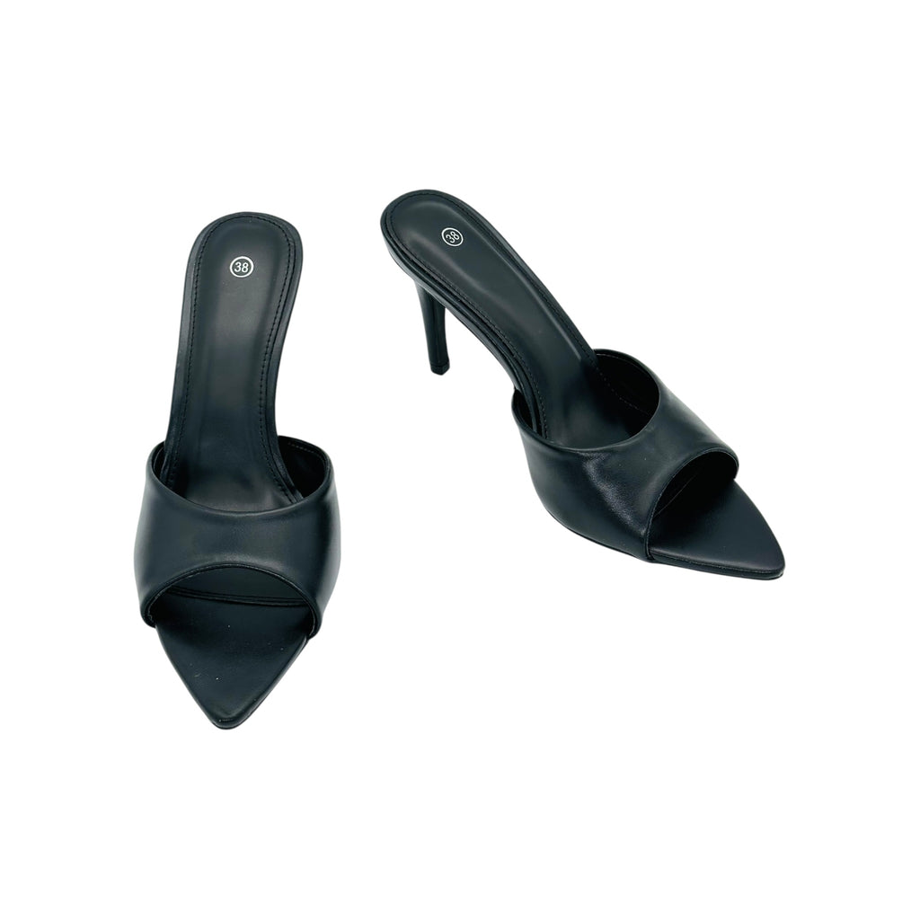Angel Shopping Γυναικεία Mules με Λεπτό Τακούνι Μαύρο - Angel shopping