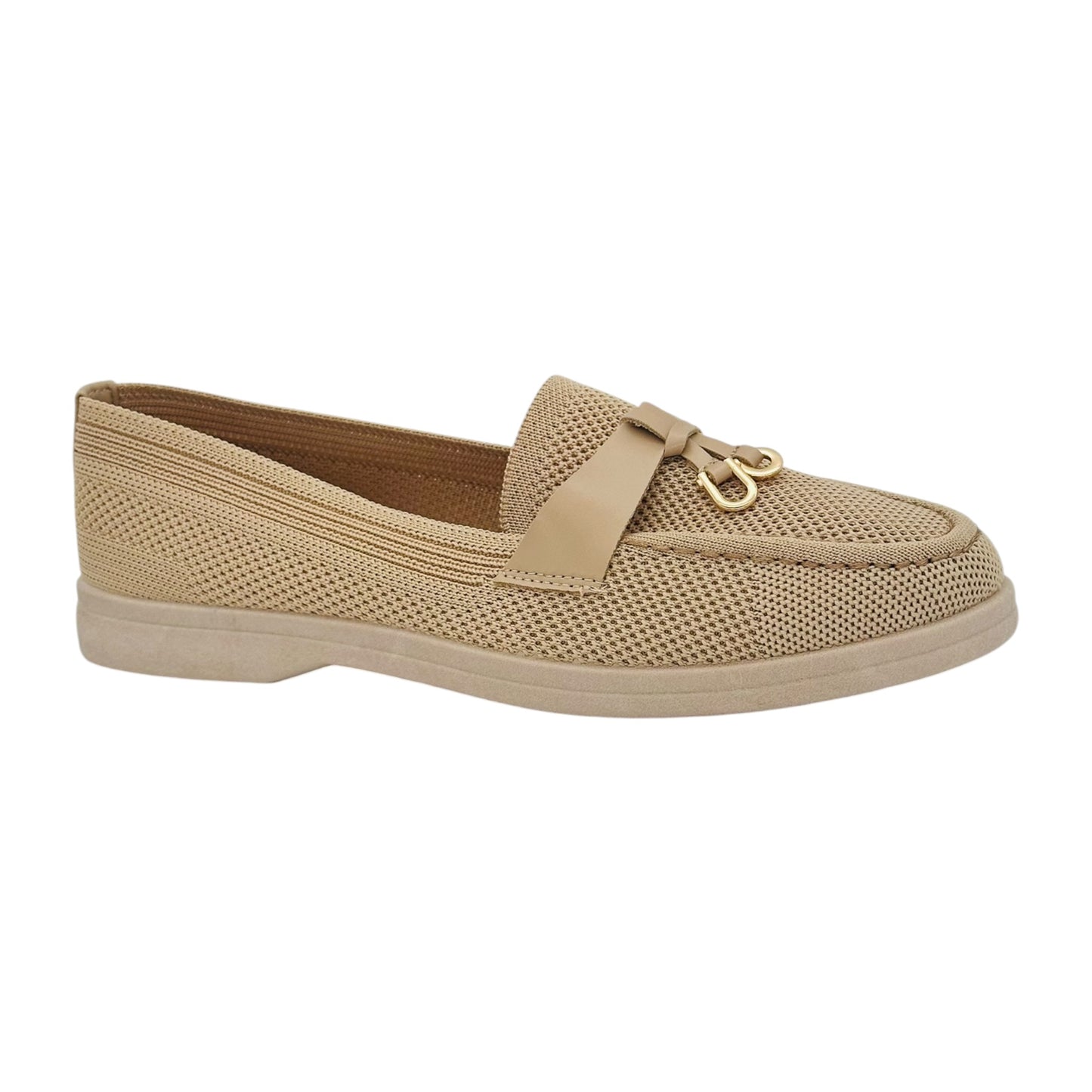 Angel Shopping Γυναικεία Πλεκτά Loafers Μπεζ