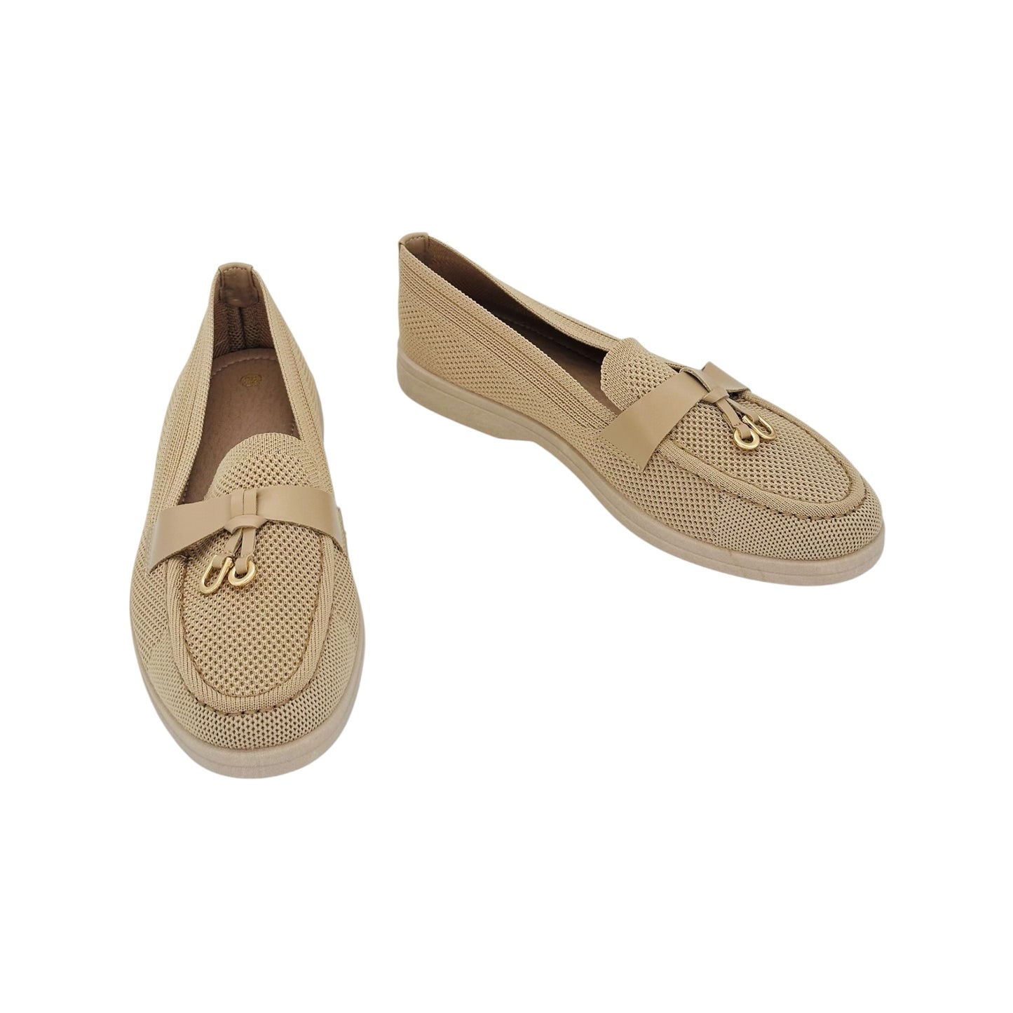 Angel Shopping Γυναικεία Πλεκτά Loafers Μπεζ
