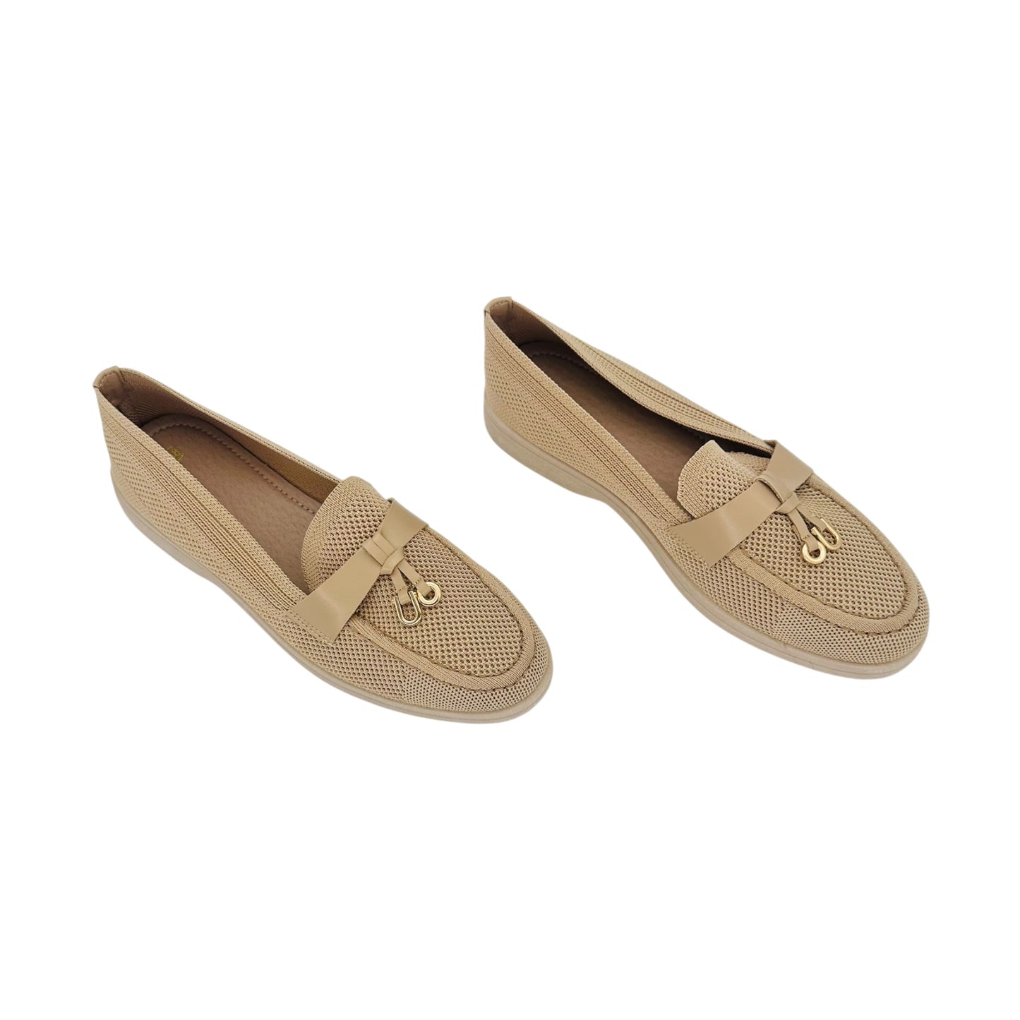 Angel Shopping Γυναικεία Πλεκτά Loafers Μπεζ