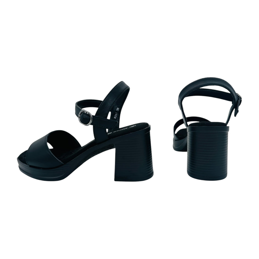 Angel Shopping Γυναικεία Πέδιλα με Χοντρό Τακούνι Μαύρο - Angel shopping