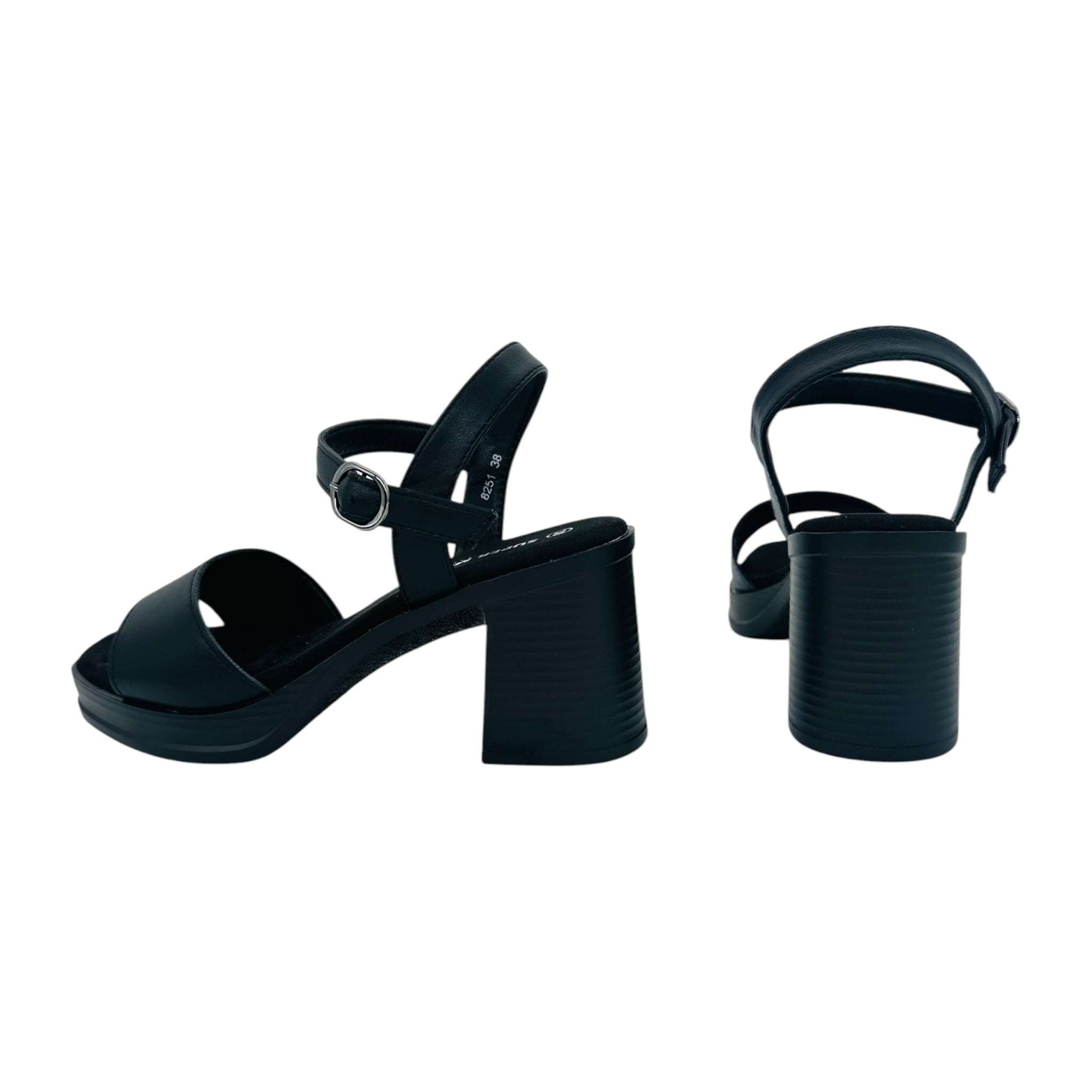 Angel Shopping Γυναικεία Πέδιλα με Χοντρό Τακούνι Μαύρο - Angel shopping