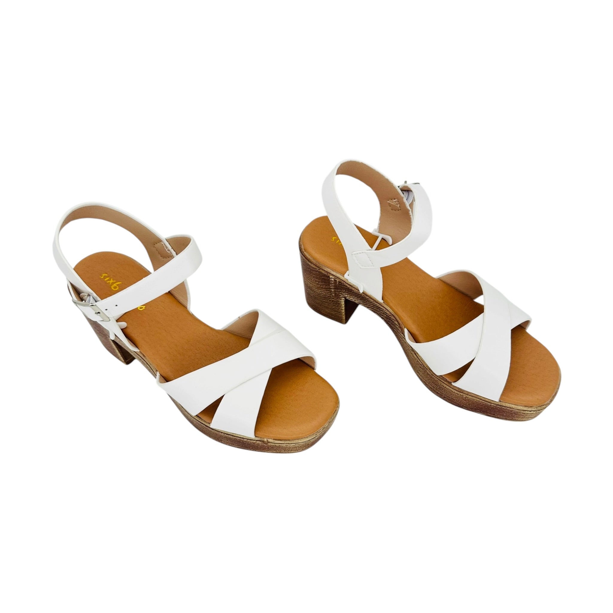 Angel Shopping Γυναικεία Πέδιλα με Χοντρό Τακούνι Λευκό - Angel shopping
