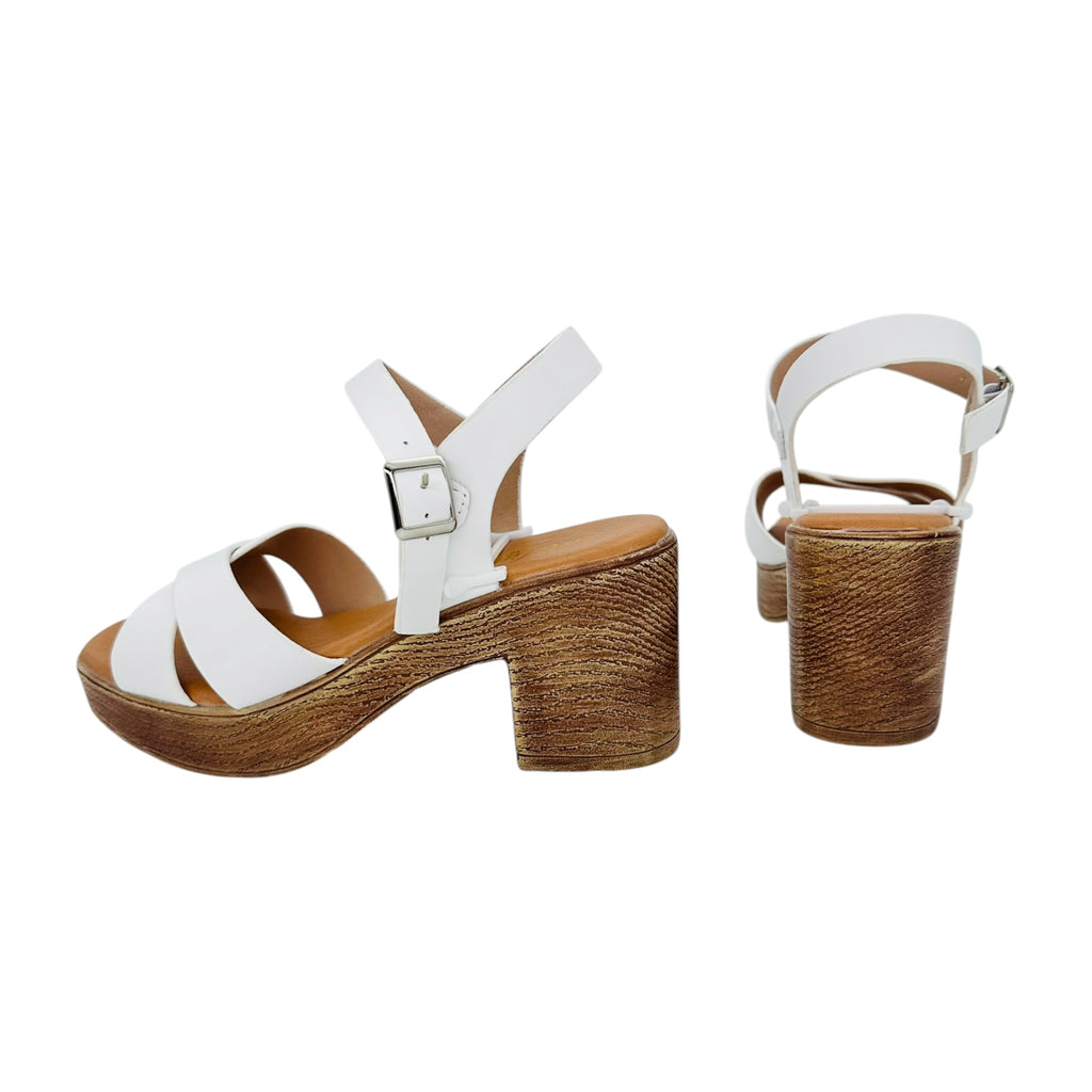 Angel Shopping Γυναικεία Πέδιλα με Χοντρό Τακούνι Λευκό - Angel shopping