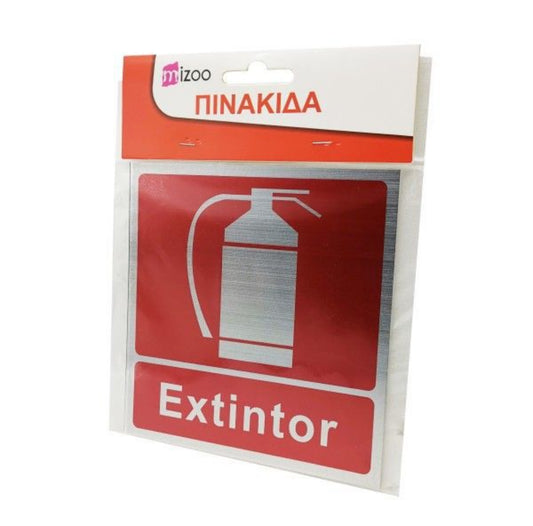 Aluminum Fire Extinguisher Sign 14x14cm Red