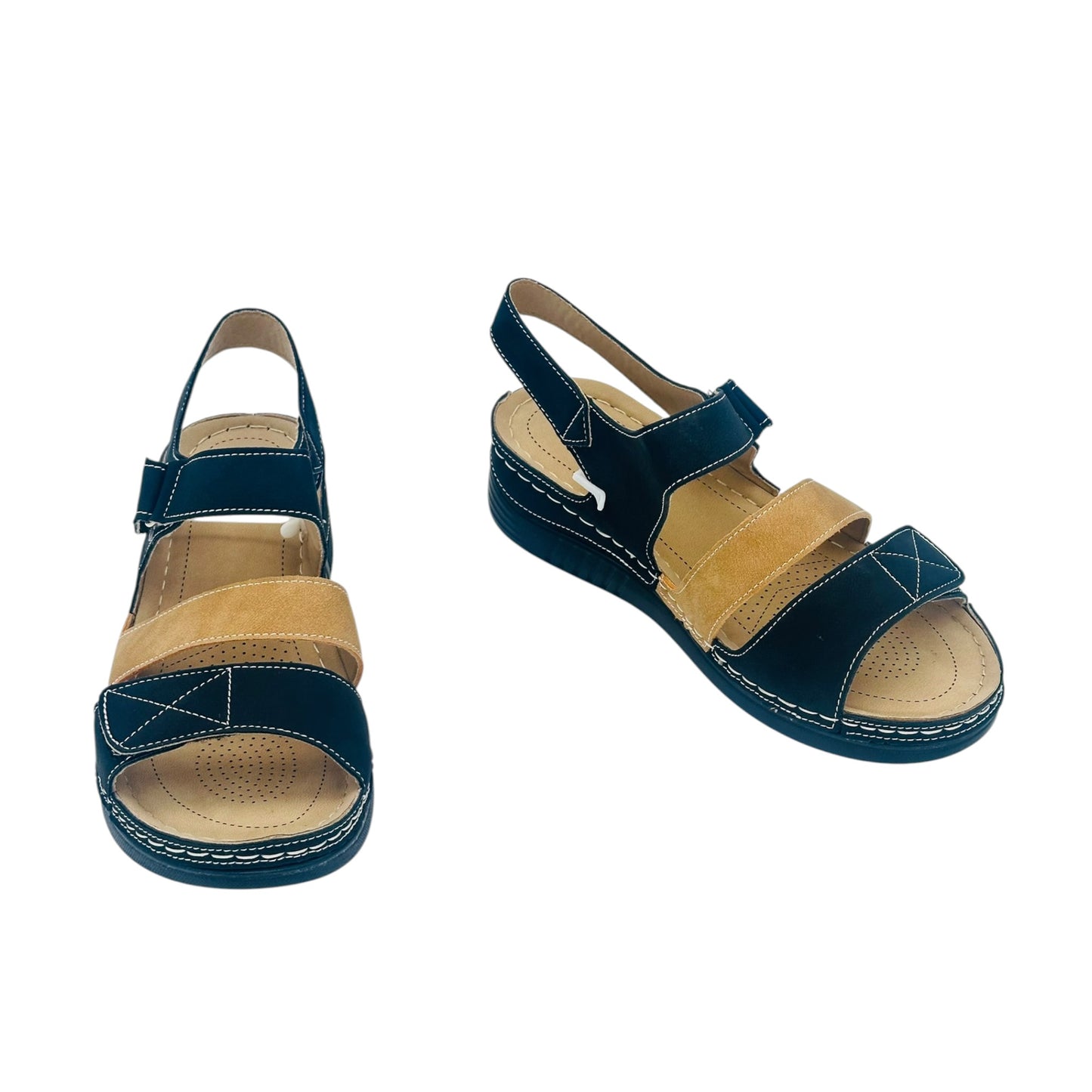 Plato Women's Anatomical Sandals with Velcro Black