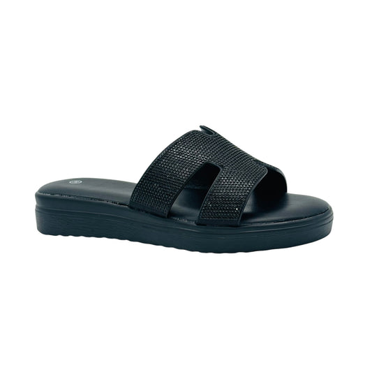 Angel Shopping Γυναικεία Σανδάλια με Στρας Μαύρο