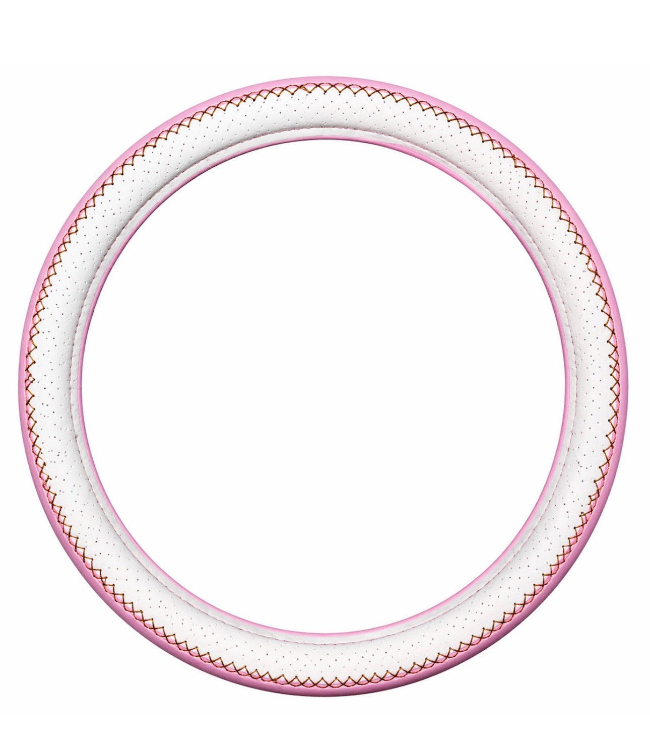 Κάλυμμα Τιμονιού Αυτοκινήτου 37-39cm Universal Pvc & Καουτσούκ Αντιολισθητικό Διάτρητο Λευκό Ροζ - Angel shopping