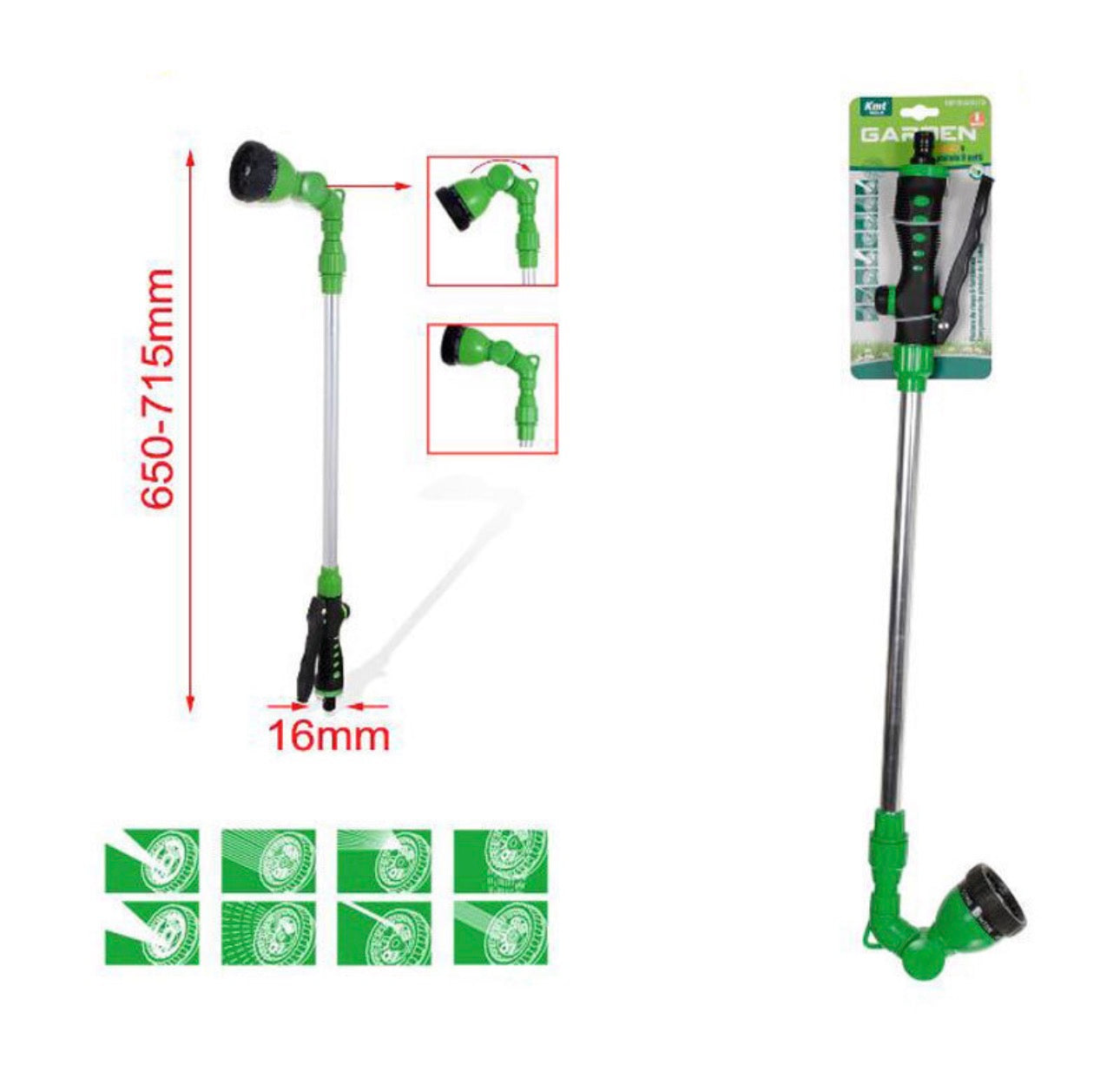 Kmt Tools Εκτοξευτήρας Νερού 8 Ρυθμίσεων Κοντάρι 9369378 8 Setting Water Sprayer Pole Πράσινο