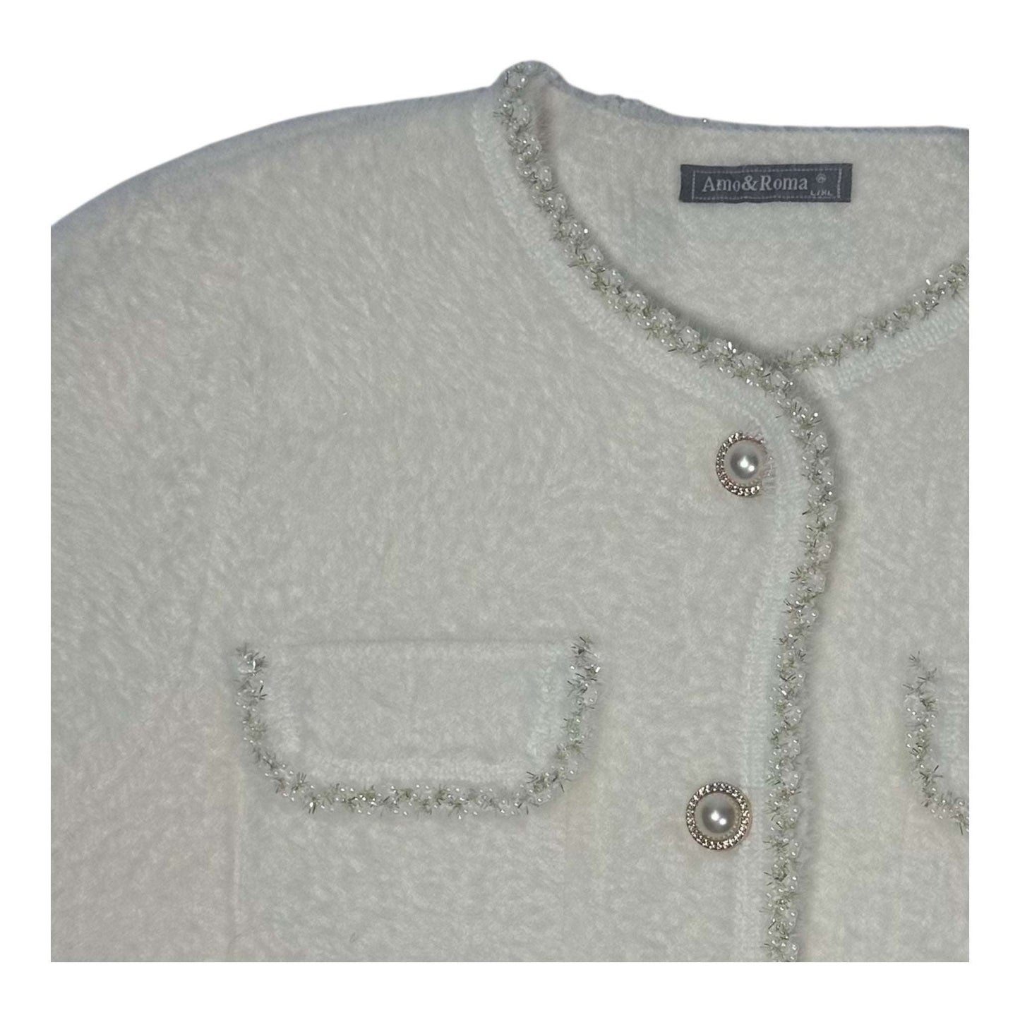 Angel Shopping Γυναικεία Πλεκτή Ζακέτα Λευκό