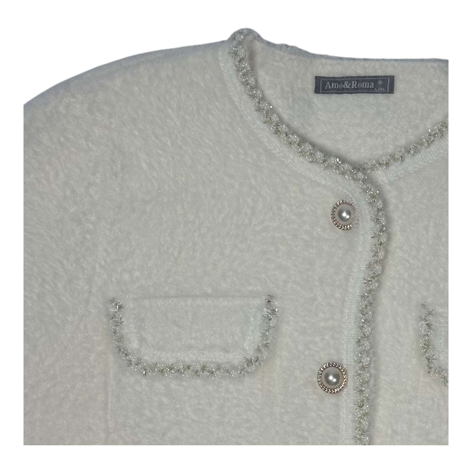 Angel Shopping Γυναικεία Πλεκτή Ζακέτα Λευκό