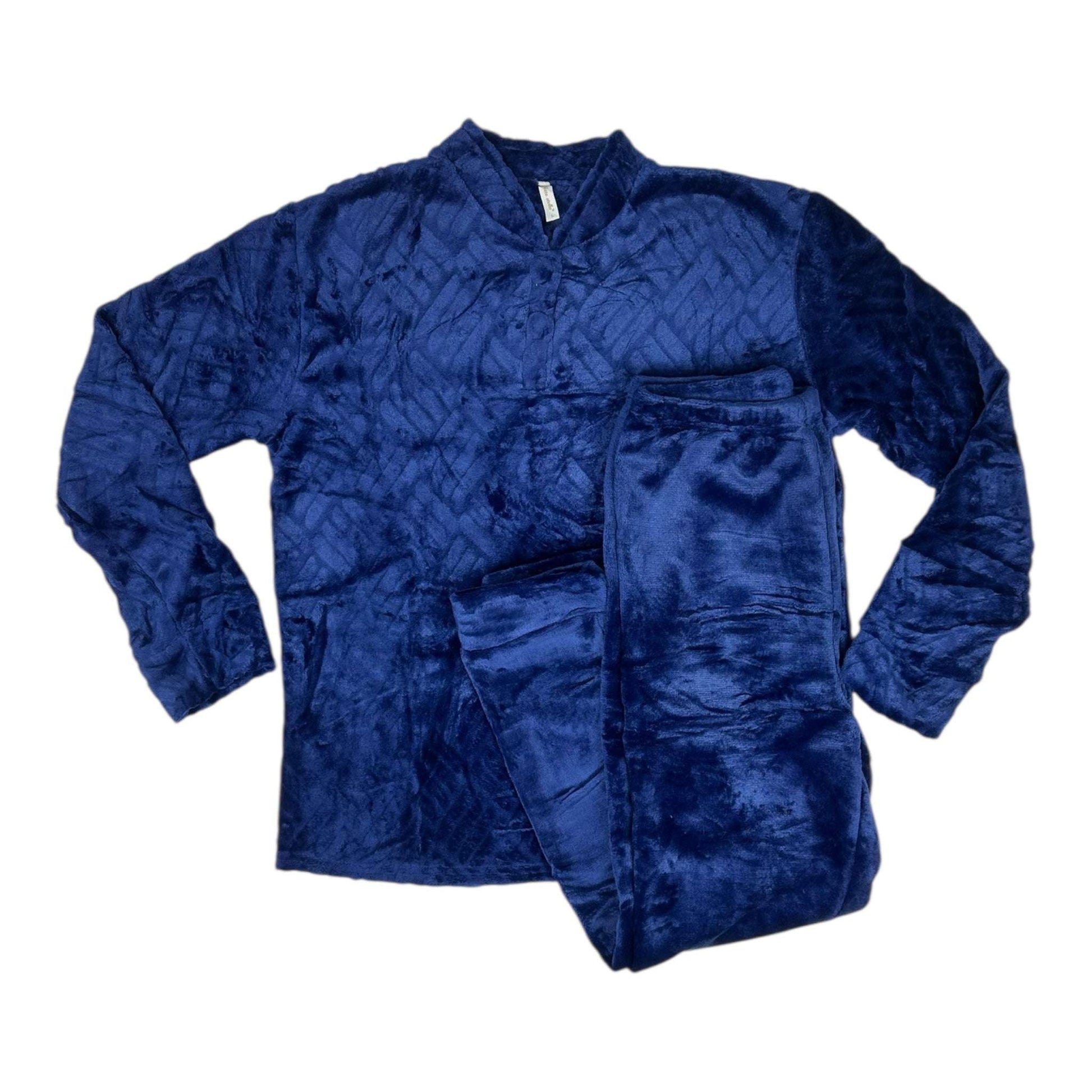 Angel Shopping Χειμερινό Γυναικείο Σετ Πιτζάμας Μπλε