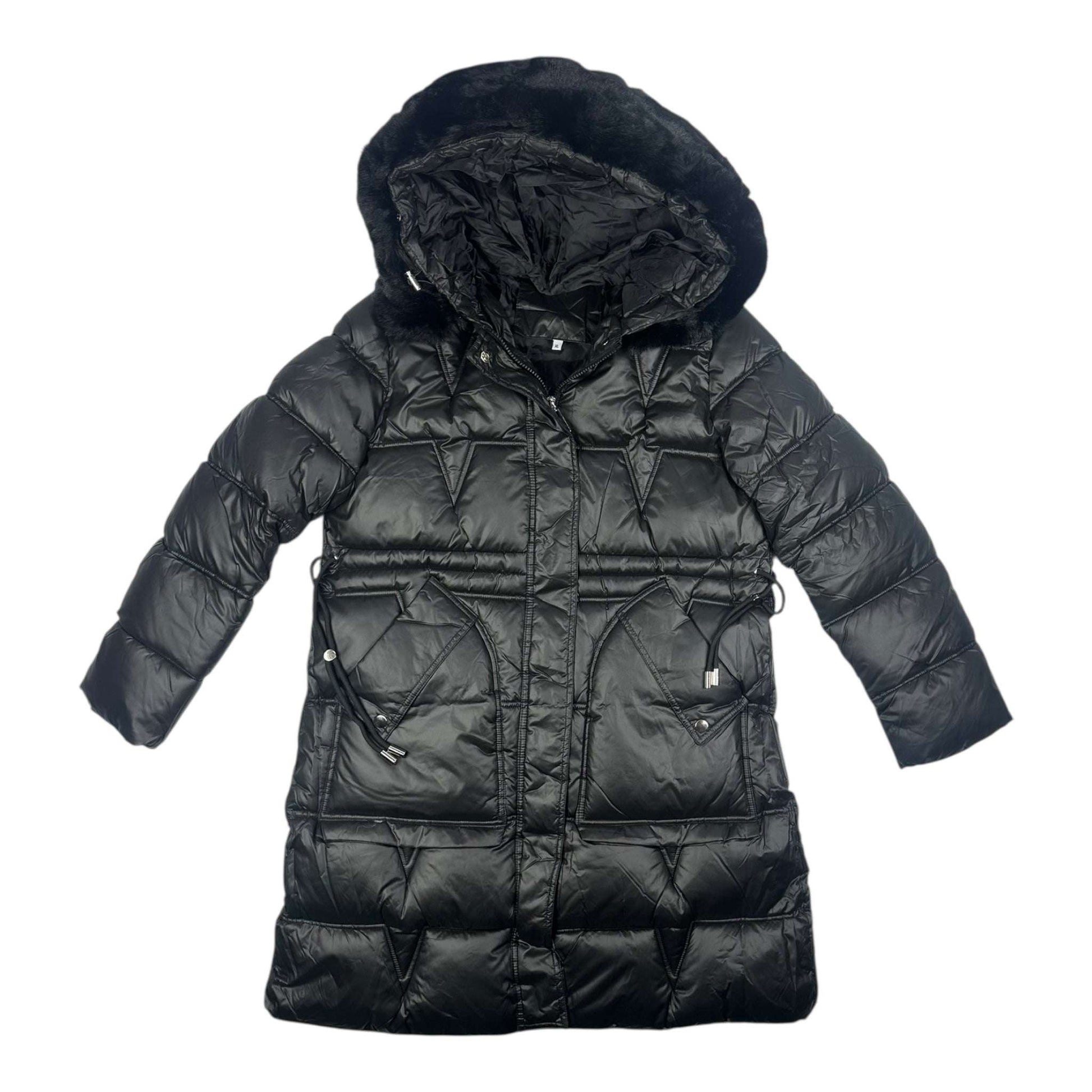 Angel Shopping Μακρύ Γυναικείο Μπουφάν για Χειμώνα Μαύρο