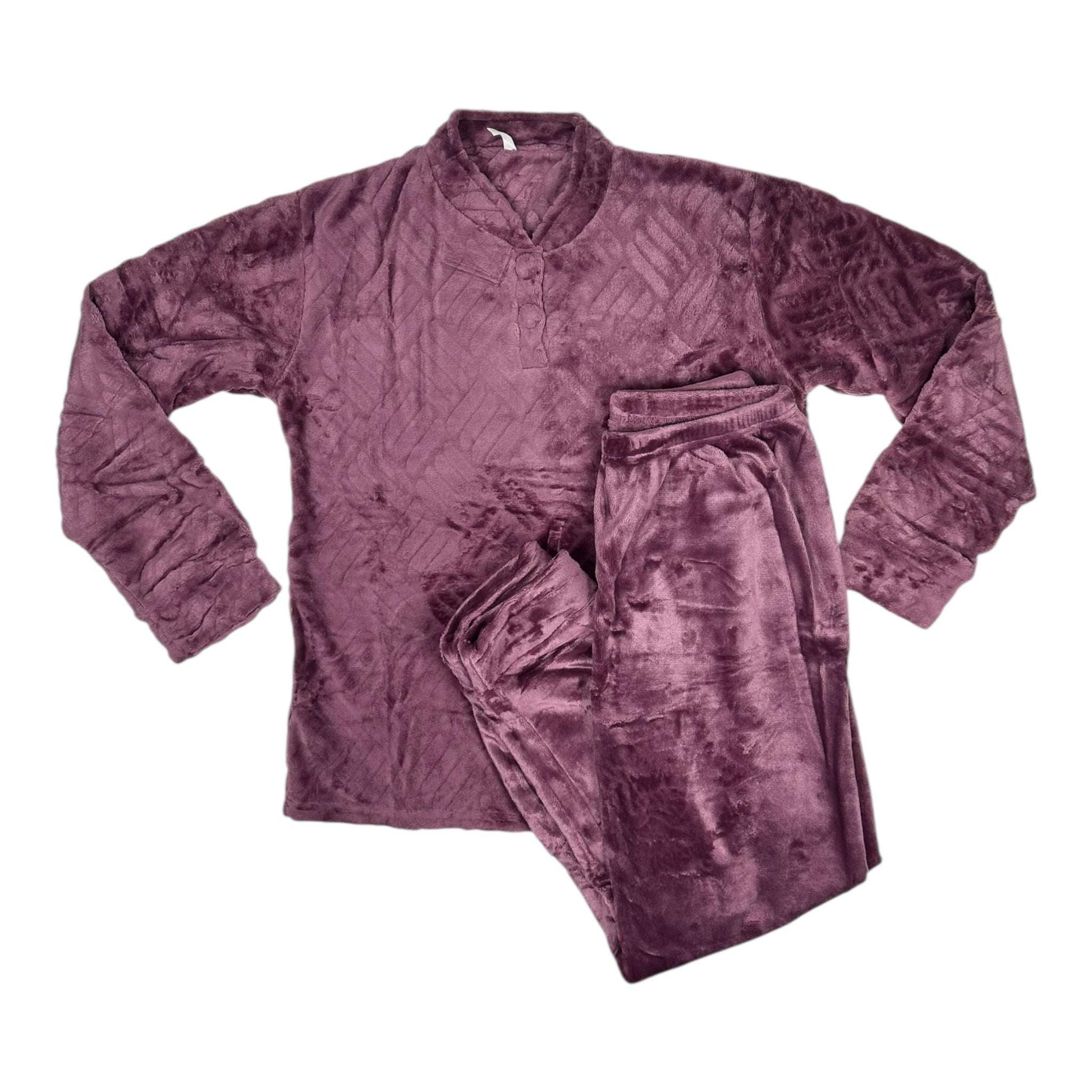 Angel Shopping Χειμερινό Γυναικείο Σετ Πιτζάμας Μπορντό