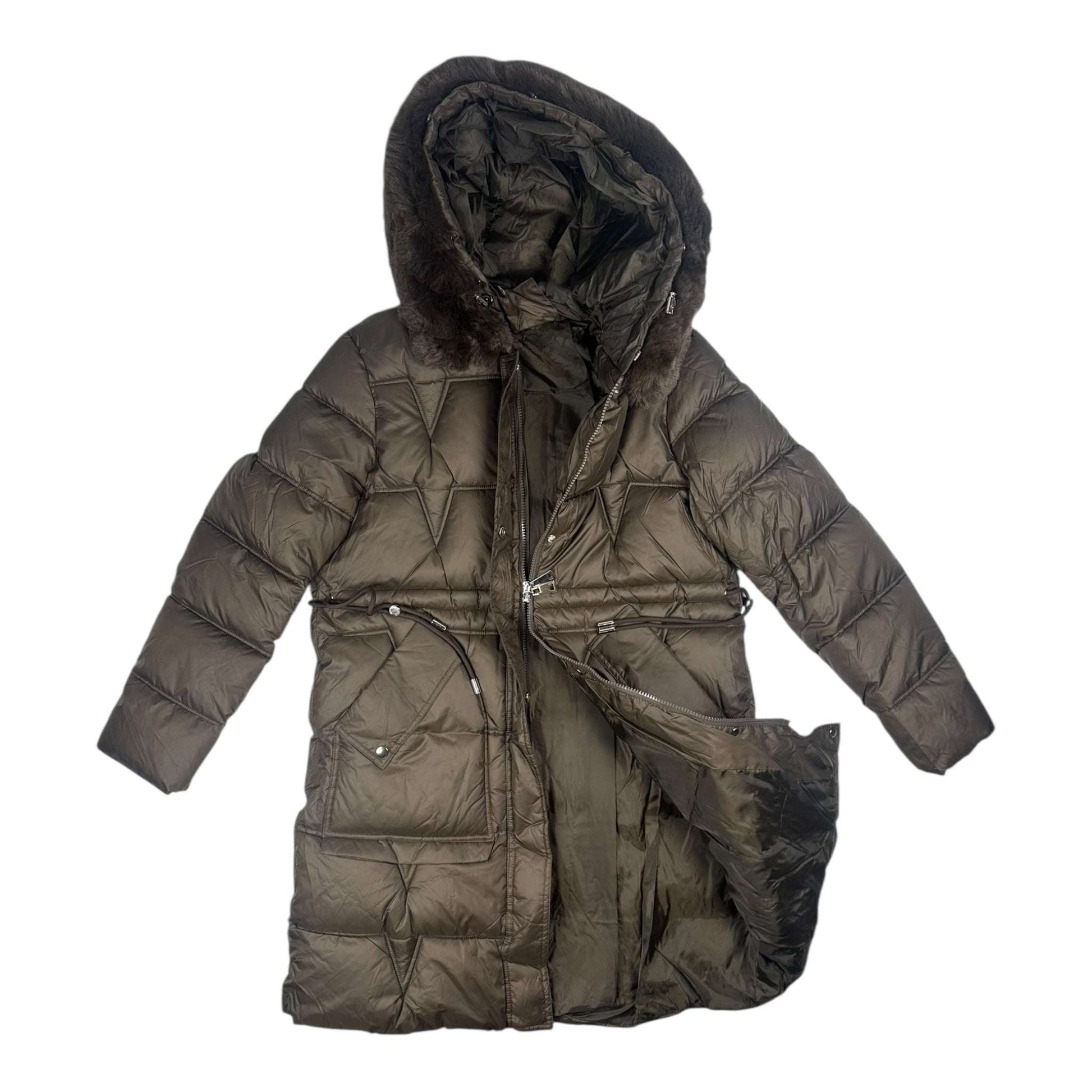 Angel Shopping Μακρύ Γυναικείο Μπουφάν για Χειμώνα Καφέ