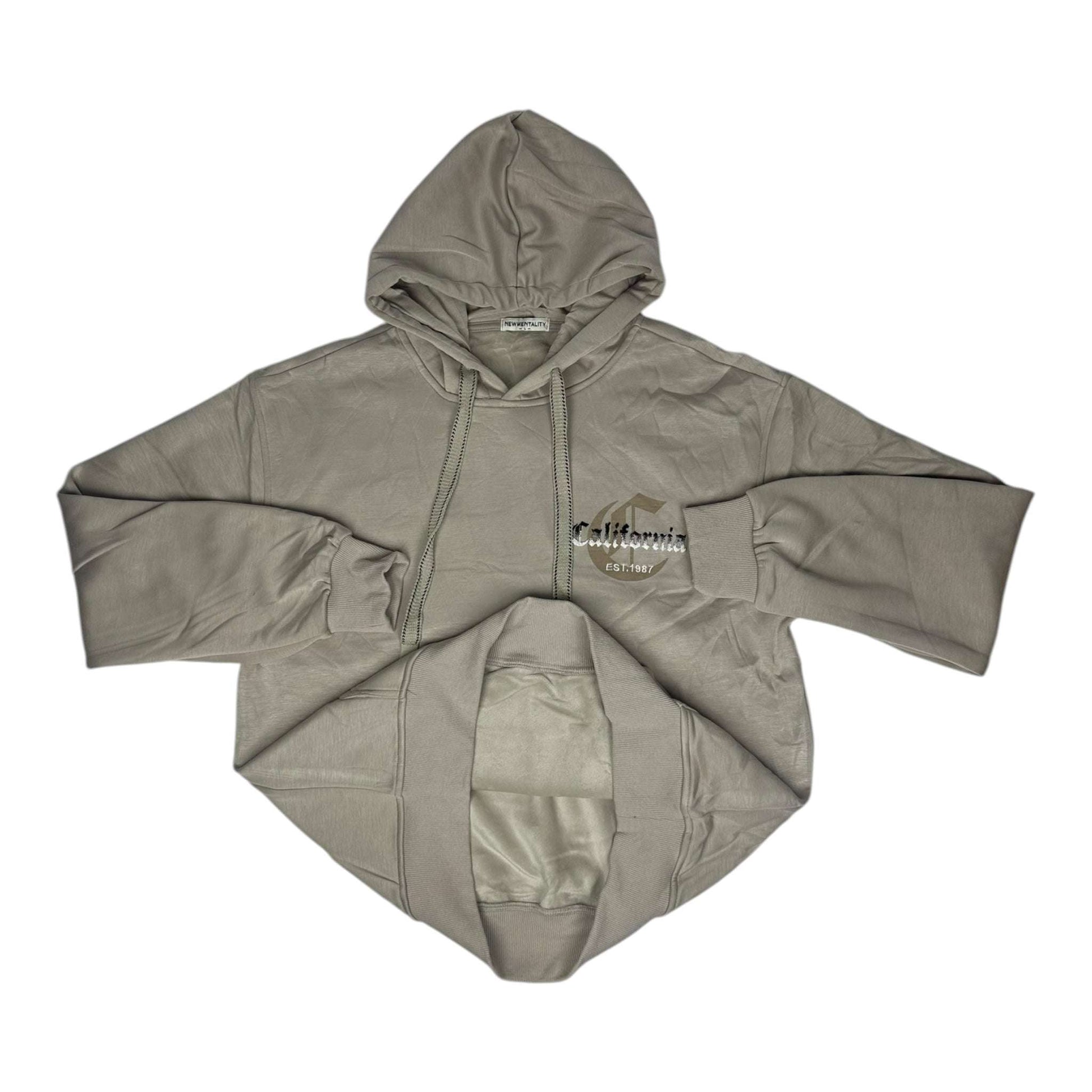 New Mentality Φούτερ με Κουκούλα Γκρί