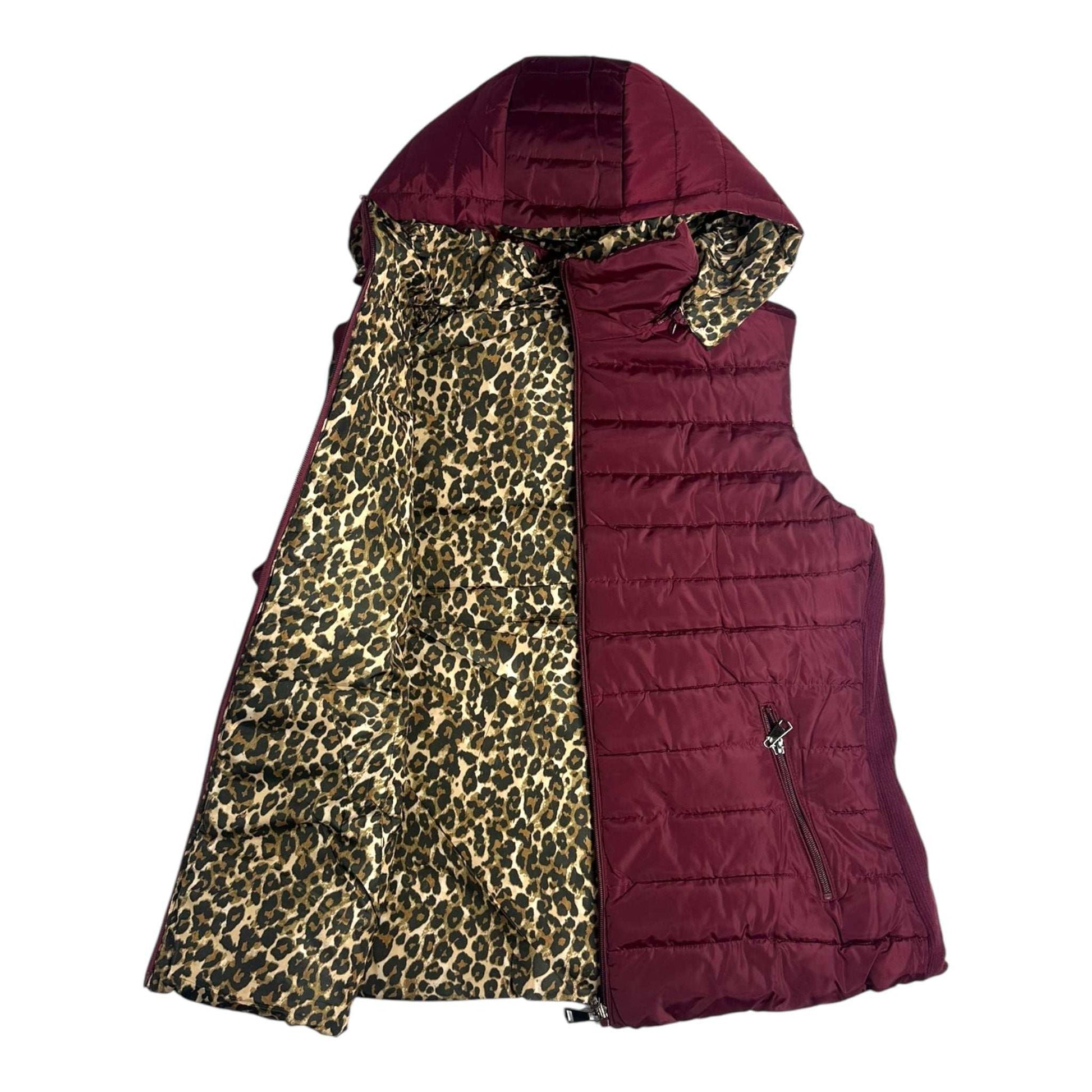 Angel Shopping Γυναικείο Αμάνικο Μπουφάν Διπλής Όψης για Χειμώνα Κόκκινα